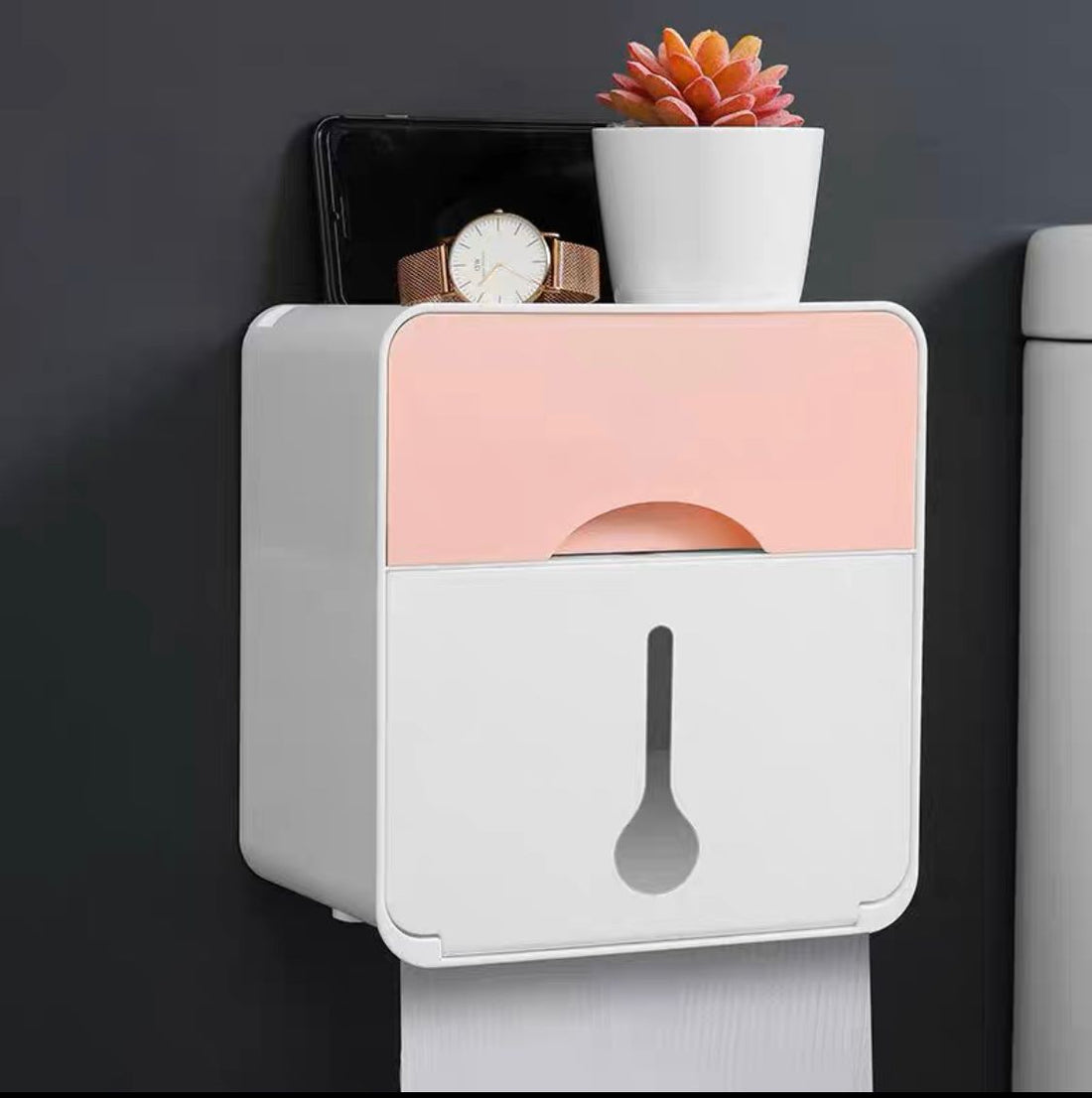 Organizador para papel y accesorios de baño